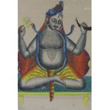 KALIGHAT SCHOOL, CALCUTTA, CIRCA 1870The God Shivainscribedwatercolour and silver16 1/2 x 11 in (