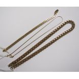 A flattened curb-link Bracelet stamped 585, approx 20gms, a 9ct gold flexible-link Necklet, approx 4