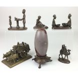 A collection of various Indian Bronzes, 19th/ 20th Century,Including three studies of artisans, a