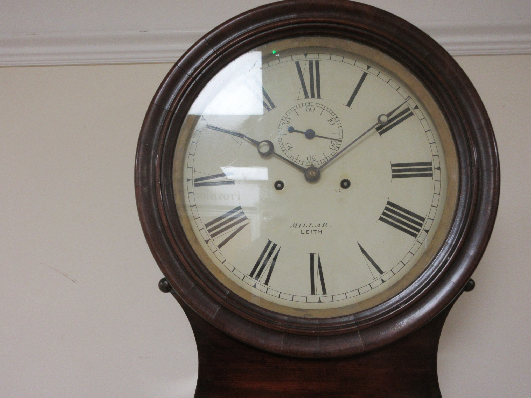 A 19th Century Scottish mahogany Longcase Clock having circular enamel dial inscribed Millar, Leith, - Image 2 of 2