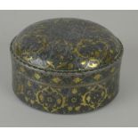 A 16th Century Bidri brass and silver inlaid circular Pandan Box, Deccan, The domed cover and