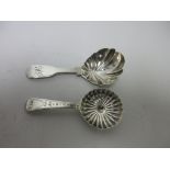 A George III silver Caddy Spoon with circular scallop bowl and bright-cut stem, Birmingham 1796,