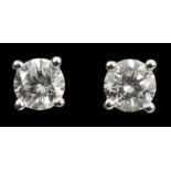 A pair of Diamond Ear Studs each claw-set brilliant-cut stone, total diamond weight 0.64cts, in 18ct