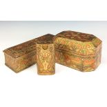 Two lacquered papier mâché Boxes, a Games Box and a Cigar Case, 19th/20th Century, Kashmir, All