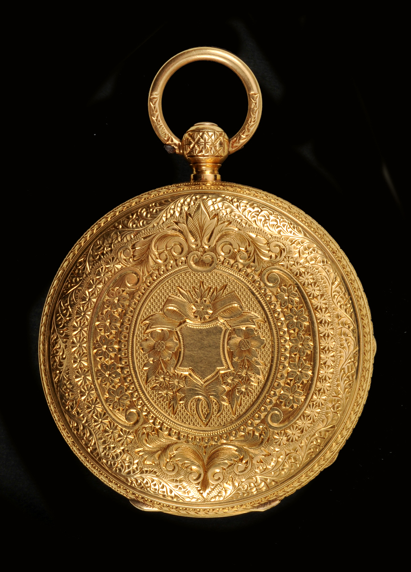An 18ct gold cased open faced Pocket Watch, the dial and case with floral engraving and vacant - Image 2 of 2