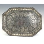 An 18th Century Bidri silver inlaid canted rectangular Stand, Deccan,Decorated with lotus flowers