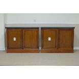 A pair of mahogany Side Cabinets with later slate tops above pair of solid panelled doors, 3ft 11in,