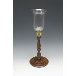 An early 19th Century rosewood Storm Lantern with brass mount and baluster stem, 17in H