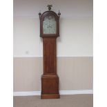 A 19th Century Longcase Clock with painted arched dial having rolling moon movement, subsidiary