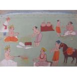 MEWAR, RAJASTHAN 18th CENTURYTwo scenes, probably from a Hindu Epicthe larger depicting a ruler with