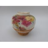 A Royal Worcester Pot Pourri, no cover, painted chrysanthemums and floral swags on a cream ground,