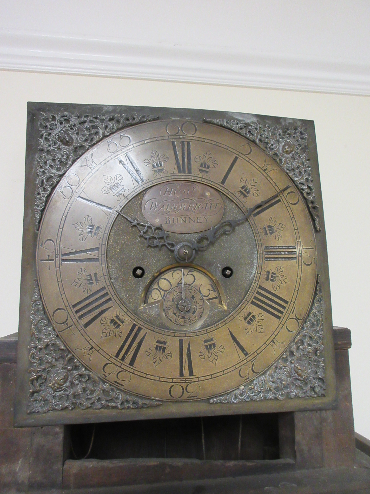 An 18th Century Longcase Clock with 11 inch square brass dial inscribed Hum'y Wainwright, Bunney, - Image 2 of 2