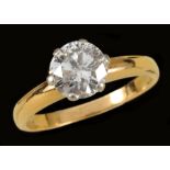 A Diamond single stone Ring claw-set brilliant-cut stone, estimated 1.30cts, stamped 18ct, ring size