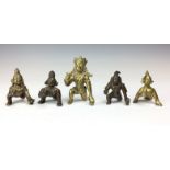 Five small Indian brass and bronze Figures of Krishna, 19th/ 20th Century, As the butter thief,