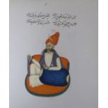 COMPANY SCHOOL, MID 19th CENTURYPortrait of Gaekwar of Barodainscribed in nastaliq script on blue