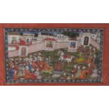 PROBABLY KASHMIR, 2nd HALF 19th CENTURYA Scene depicting Ashwamedha Yagya (from a series