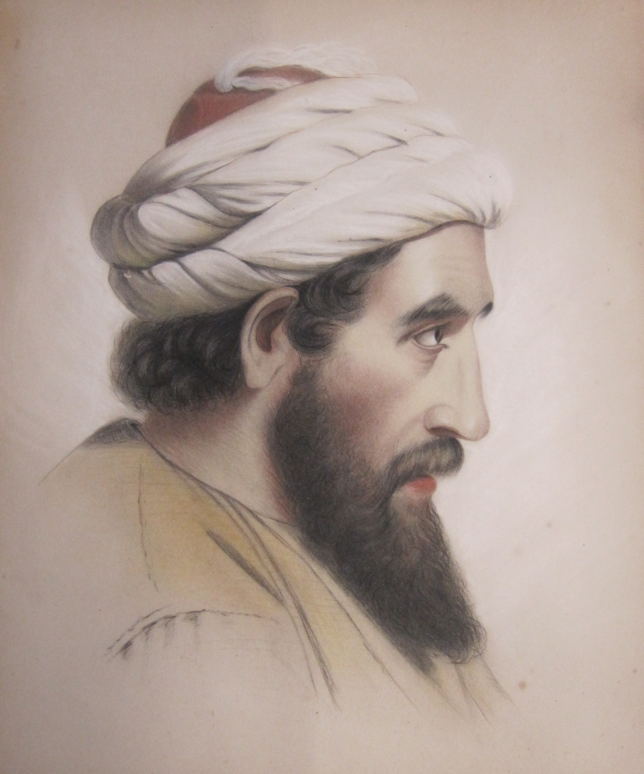FOLLOWER OF DAVID ROBERTS RA (1796-1864)A tribesman wearing head-dresscoloured chalks, heightened