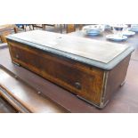 A late 19th Century Swiss Musical Box playing eight airs, No 23043/1237, in walnut case, 23in, A/F