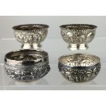 Four 19th Century Indian silver BowlsCalcutta and Lucknowcomprising three with repoussé decorated