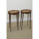 A pair of Georgian style mahogany oval Kettle Stands with pull out slides on square tapering legs,