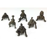 Another six small Indian bronze Figures of Krishna, 19th/ 20th Century,As the butter thief,