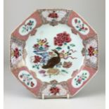 A Chinese famille rose octagonal PlateYongzheng/early QianlongThe centre decorated with a goose amid
