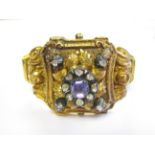 An early 19th Century Amethyst and Diamond Bracelet, the front with ornate square plaque collet-