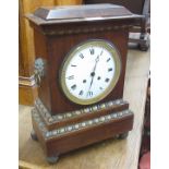 A 19th Century mahogany Bracket Clock, the pediment top case with an enamelled dial and carrying
