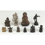 A group of various small and miniature Asian metal Figures of Deities, 19th/ 20th Century,