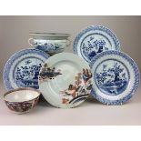 A collection of 18th /19th Century Chinese export Porcelain, Comprising a blue and white chamber