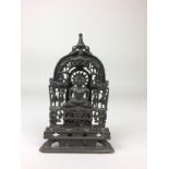 A Jain silver inlaid copper alloy Tirthankara Shrine, 15th/16th Century, Western India, probably