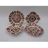 A pair of Royal Crown Derby shaped square two handled Dishes with pierced moulded handles and a pair