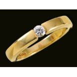 A Contemporary Diamond single stone Ring channel-set brilliant-cut stone in 18ct gold, ring size L