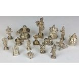 A collection of 20th Century sixteen white metal miniature Models, of Indian deities and lamps (16)