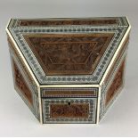 A good 19th Century Anglo-Indian carved sandalwood, ivory and sadeli Envelope Box, Bombay, The