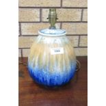 A Ruskin pottery Table Lamp with orange/blue glaze, 9in, impressed RUSKIN ENGLAND 1932