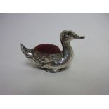 An Edward VII silver Pin Cushion in the form of a duck, Birmingham 1907