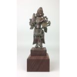A 19th Century Indian bronze Figure of Virabadra, Andra Pradesh, Standing with sword and shield,