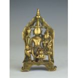 An Indian brass group of Vishnu, Lakshmi and Garuda, 16th /17th Century,Maharashtra, Seated before a