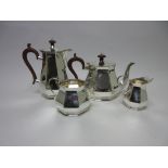 An Elizabeth II silver four piece Tea Service of octagonal form, Sheffield 1964, 47oz all in