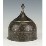 A 19th Century Indian silvered brass onion domed pandan BoxMoradabad,Decorated with bands of