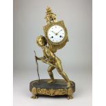 An Empire gilt metal figural Mantel Clock, dial signed Z. Raingo, Tournay, c. 1806, The striding