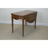 A late 18th Century Scottish Pembroke Table with oval top, fitted frieze drawer on inlaid squared
