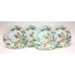 A set of four 18th Century Chinese famille rose porcelain PlatesQianlongEnamelled with cicada,