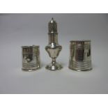 A George III silver small Caster, London 1792, maker: CH, and two George IV silver Mugs with