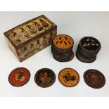 A boxed set of 19th Century Indian "Bird" Ganjifa Cards, Rajasthan, The box painted with leaves,