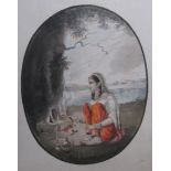 ANGLO-INDIAN SCHOOL,19th CENTURYAn Indian Lady performing Arati (lamp waving) before a Shiva-