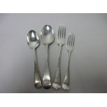 Six Edward VII silver Table and Dessert Spoons, Dinner and Dessert Forks, old english pattern