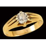 A Diamond single stone Ring claw-set old-cut stone, ring size M1/2