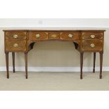 A 19th Century mahogany breakfront Sideboard fitted shell inlaid central drawer flanked by